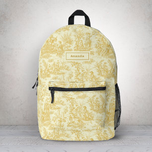 Sac À Dos Imprimé Scène romantique jaune vintage Toile de Jouy
