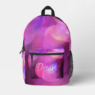 Sac À Dos Imprimé Script blanc "Dream", étincelles violettes