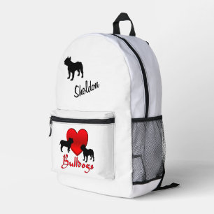 Sac À Dos Imprimé Script personnalisé des Bulldogs de coeur