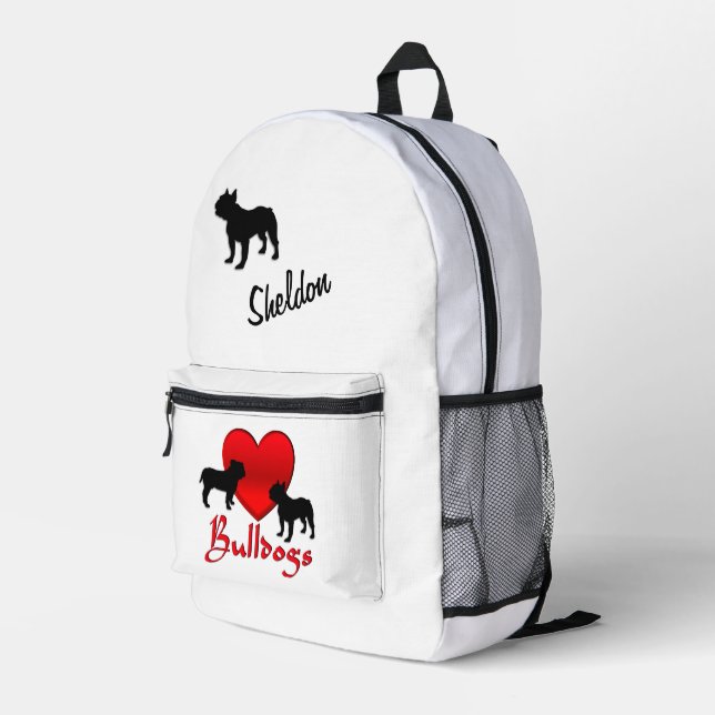 Sac À Dos Imprimé Script personnalisé des Bulldogs de coeur (Coin arrière droit)