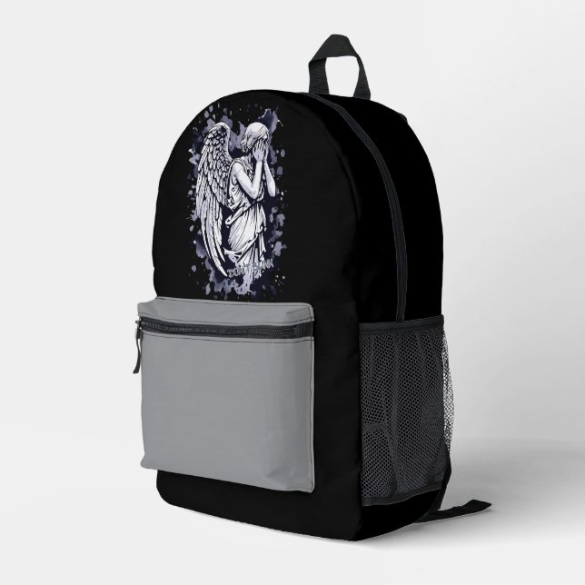Sac À Dos Imprimé Sculpture d'un ange larmant - avec des éclaboussur (Coin arrière droit)