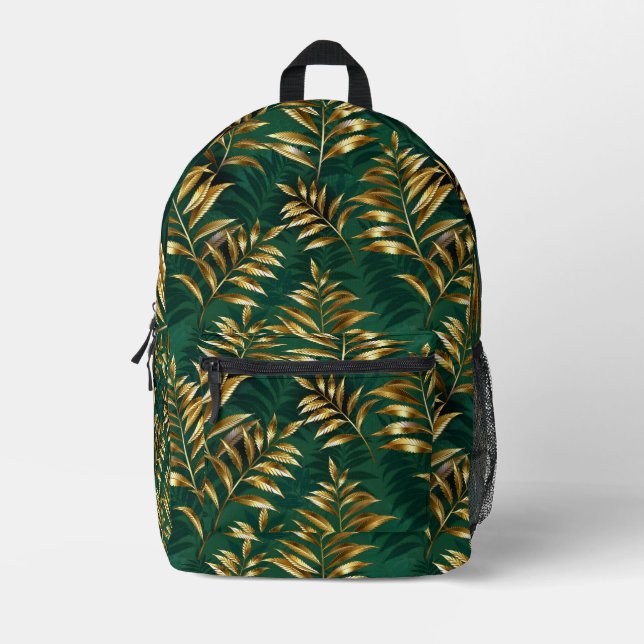 Sac À Dos Imprimé Seamless pattern with golden ferns (Recto)