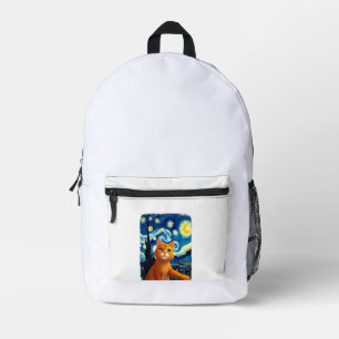 Sac À Dos Imprimé Selfie de chat orange Nuit étoilée Maman chat Amo