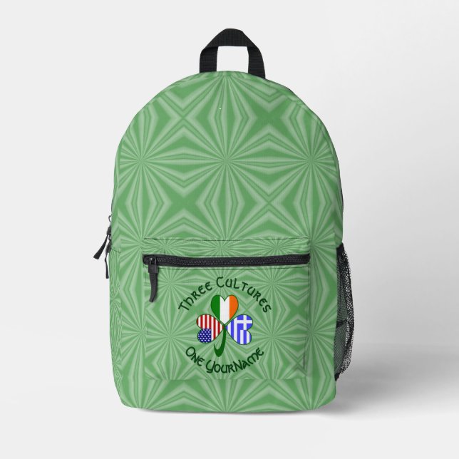 Sac À Dos Imprimé Shamrock Personnalisé des drapeaux irlandais (Recto)