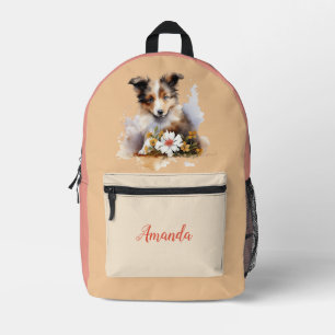 Sac À Dos Imprimé Shetland Sheepdog Chiot Pet Aquarelle