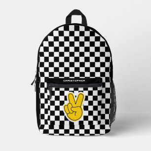 Sac À Dos Imprimé Signe de paix à damier Rétro 