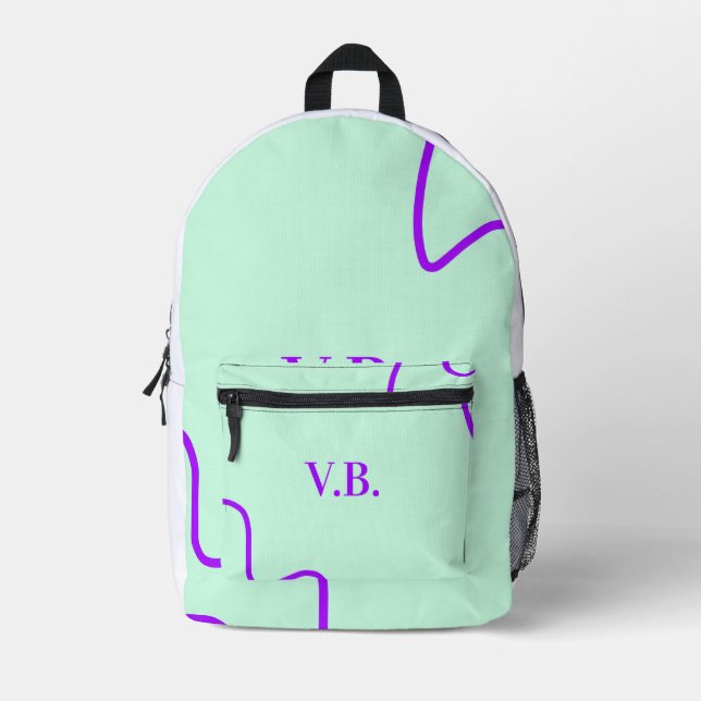 Sac À Dos Imprimé Simple couleur unie ajouter nom texte monogramme  (Recto)