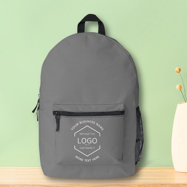 Sac À Dos Imprimé Simple Logo Texte commercial Promotionnel Gris (Créateur téléchargé)