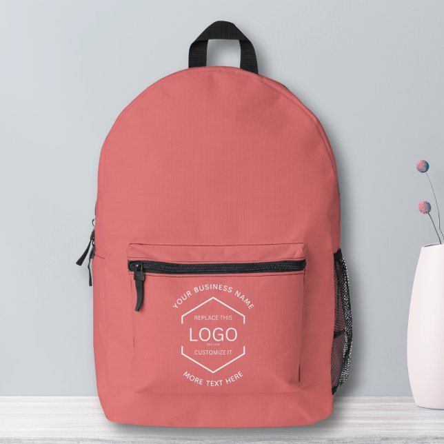 Sac À Dos Imprimé Simple Logo Texte Professionnel Promo Rose (Créateur téléchargé)