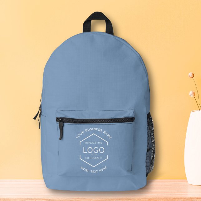 Sac À Dos Imprimé Simple Logo Texte Professionnel Promotionnel Bleu (Créateur téléchargé)