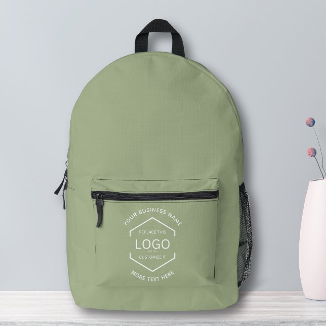 Sac À Dos Imprimé Simple Logo Texte Professionnel Promotionnel Vert (Créateur téléchargé)