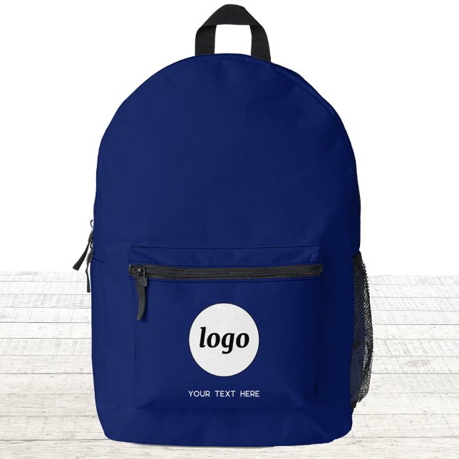Sac À Dos Imprimé Simple Logo Texte promotionnel Business Marine Ble (Logo business branding promotional navy blue backpack)