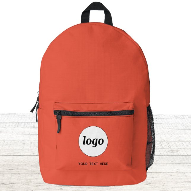 Sac À Dos Imprimé Simple Logo Texte promotionnel Business Orange (Logo with custom text business promotional branding backpack)