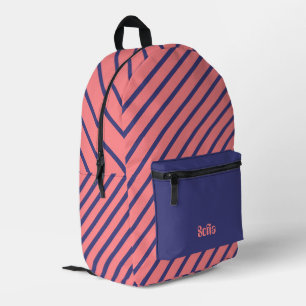 Sac À Dos Imprimé Simple moderne Midnight Blue Light Coral Grandes