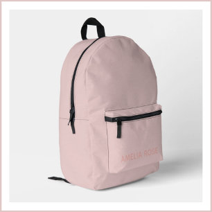 Sac À Dos Imprimé Simple Quartz Rose Nom sur Rose Pâle