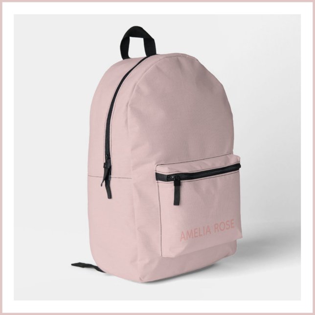 Sac À Dos Imprimé Simple Quartz Rose Nom sur Rose Pâle (Créateur téléchargé)