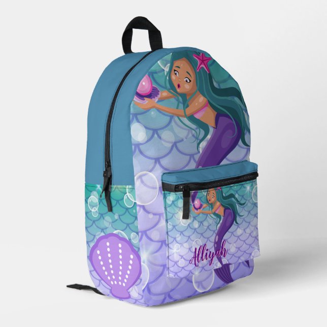 Sac À Dos Imprimé Sirène azur personnalisée (Coin arrière gauche)