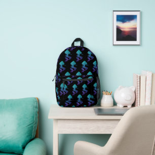Sac À Dos Imprimé Sirène bleu aqua ombré motif Paillettes sur noir