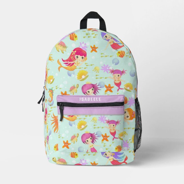 Sac À Dos Imprimé Sirènes Bleu  (Recto)