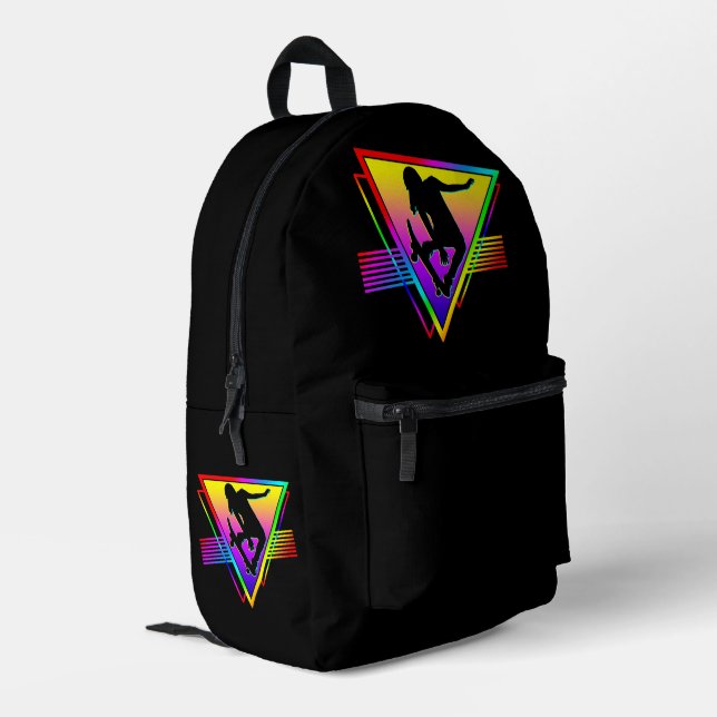 Sac À Dos Imprimé Skateur de skateboard rétro (Coin arrière gauche)