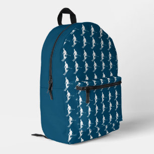 Sac À Dos Imprimé Skieurs minimalistes Motif d'hiver Marine Bleu