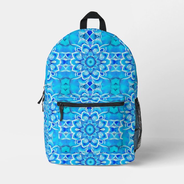 Sac À Dos Imprimé Sky Blue et Cobalt Batik Mandala Motif (Recto)