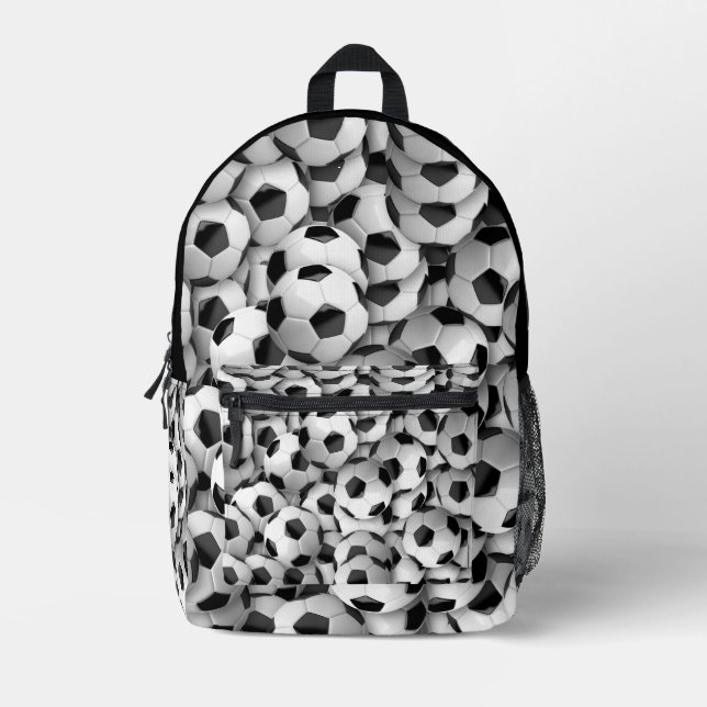 Sac À Dos Imprimé Soccer noir blanc Motif Sport (Recto)