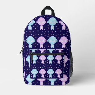 Sac À Dos Imprimé Sœurs jumelles aliens pastel Art mignon et kawai