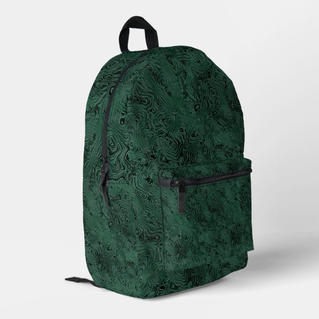 Sac À Dos Imprimé Soie Moire Petit Motif en Vert Forêt (Coin arrière gauche)