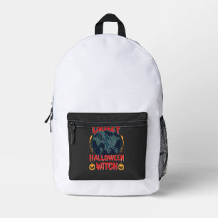 Sac À Dos Imprimé Sorcière de Halloween fou Citrouille Volant Lune N