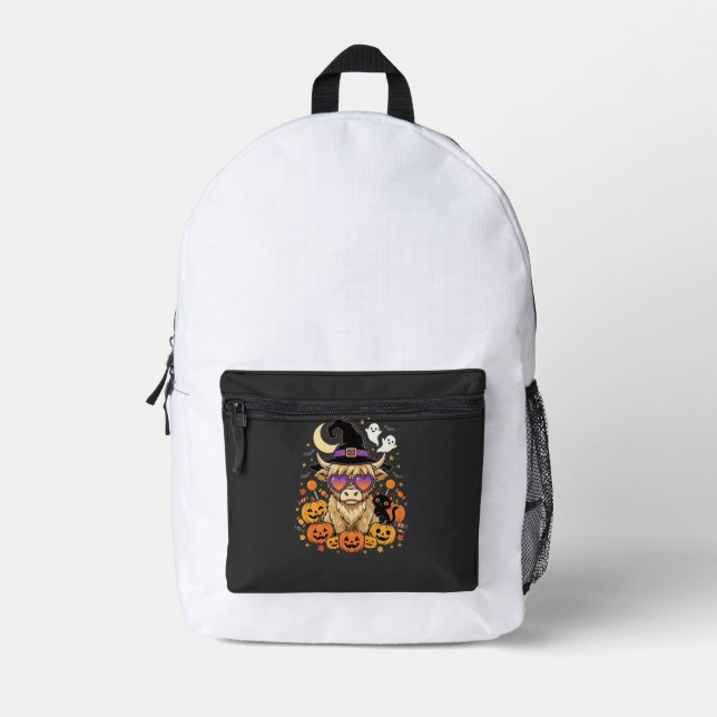 Sac À Dos Imprimé Sorcière de la fête d'Halloween de citrouille de v (Recto)