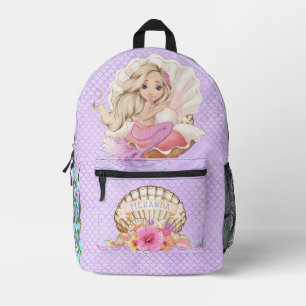 Sac À Dos Imprimé Sous la sirène rose et pourpre de la mer (Blonde)