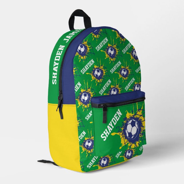 Sac À Dos Imprimé Splat de football jaune vert personnalisé (Coin arrière gauche)