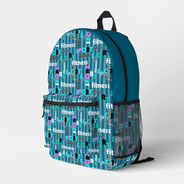 Sac À Dos Imprimé sport fitness texte clair motif pour sportswear (Coin arrière droit)