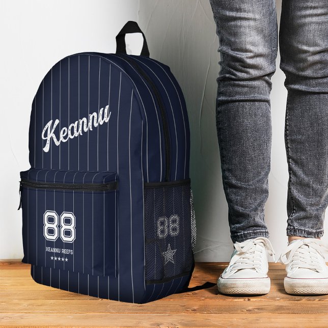 Sac À Dos Imprimé Sporty cool Stylish Navy Bleu Stripes (Cool Sporty Stylish Navy Blue Stripes Printed Backpack
)