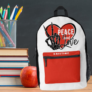 Sac À Dos Imprimé Squelette de main moderne personnalisé Paix et Amo