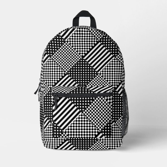 Sac À Dos Imprimé Stripes Check Harlequin Pois Conception mixte (Recto)