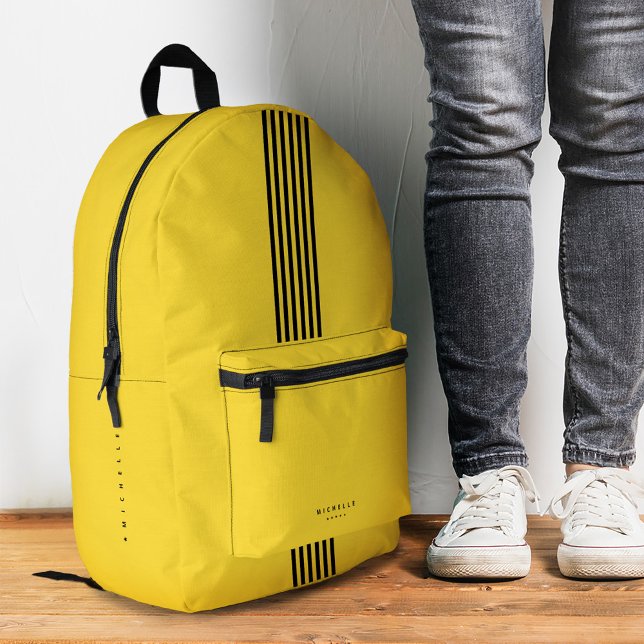 Sac À Dos Imprimé Stripes Sportif Style Jaune À L'École (Stripes Sporty Stylish Yellow To School Printed Backpack
)