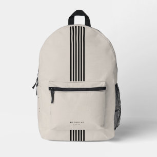 Sac À Dos Imprimé Stripes Sportives Sable Minimal Élégant