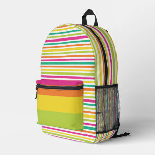 SAC À DOS IMPRIMÉ STRIPES VERT BLEU ROSE JAUNE CLAIR ORANGE