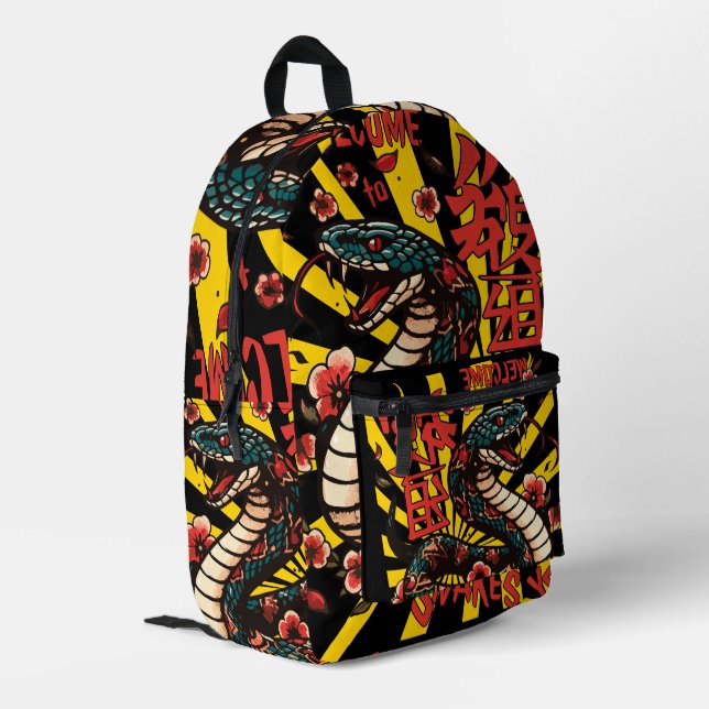 Sac À Dos Imprimé Style de dessin animé de serpent en bois vert - No (Coin arrière gauche)