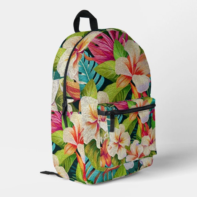 Sac À Dos Imprimé Style de peinture à l'huile florale tropicale (Coin arrière gauche)