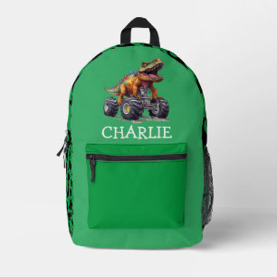 Sac À Dos Imprimé Style Dinosaure Vert Camion Monster
