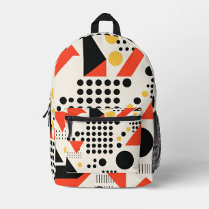 Sac À Dos Imprimé Style géométrique rétro Memphis rouge et noir