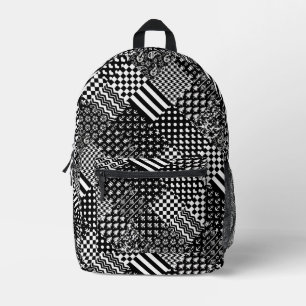 Sac À Dos Imprimé Style minimaliste Motif mixte noir blanc