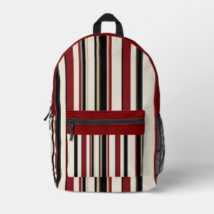 Sac À Dos Imprimé Stylé rayé noir rouge crème