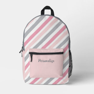 Sac À Dos Imprimé Stylé rose chaud et gris rayures personnalisent