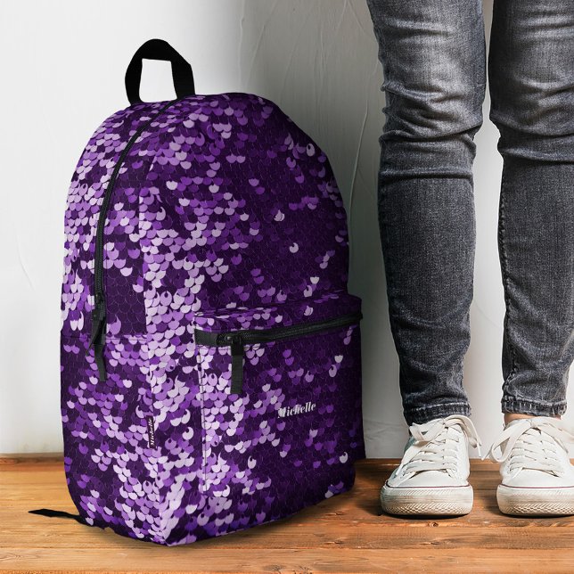 Sac À Dos Imprimé Style Shinny Luxe Purple Sequins Girl Moderne (Stylish Shinny Luxury Purple Sequins Girly Modern Printed Backpack
)