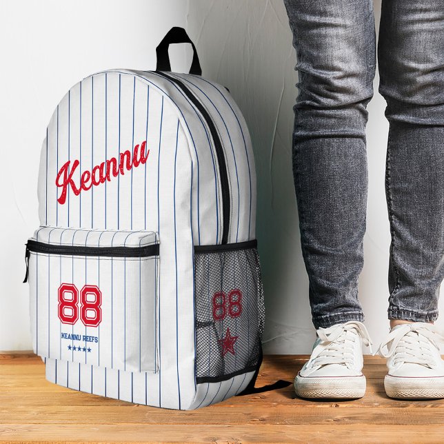 Sac À Dos Imprimé Stylish Baseball Sporty Rouge Blanc Bleu Stripes (Stylish Baseball Sporty Red White Blue Stripes Printed Backpack
)
