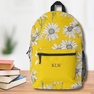 Sac À Dos Imprimé Sunshine Jaune et Blanc marguerites Monogramme
